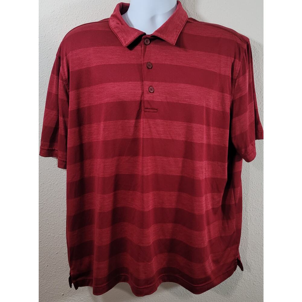 George Burgundy Striped Polo Shirt XL Lightweight Soft Stretchy Short Sleeves